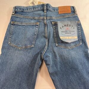 Faherty Men’s Organic Cotton Slim Straight Jeans Blue 31x30 $198 Elk Wash NWT